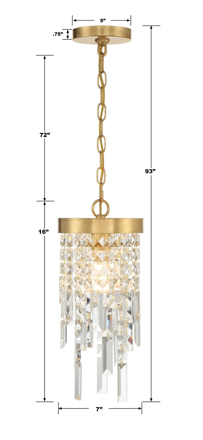 Crystorama WIN-210-GA-CL-MWP One Light Pendant, Antique Gold