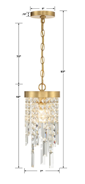 Crystorama WIN-210-GA-CL-MWP One Light Pendant, Antique Gold