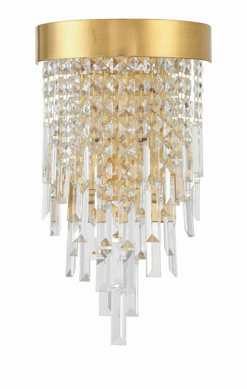 Crystorama WIN-212-GA-CL-MWP Two Light Wall Sconce, Antique Gold