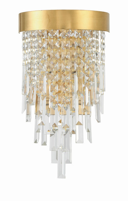 Crystorama WIN-212-GA-CL-MWP Two Light Wall Sconce, Antique Gold