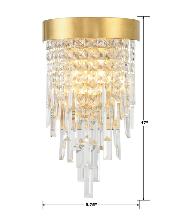Crystorama WIN-212-GA-CL-MWP Two Light Wall Sconce, Antique Gold