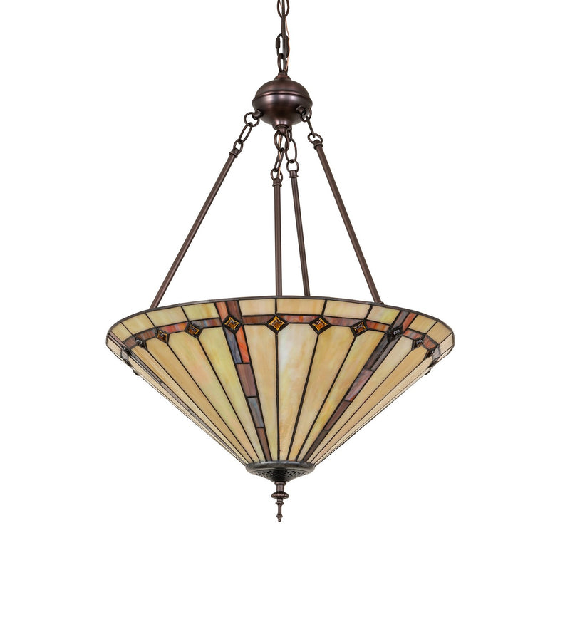 Meyda Tiffany 265340 Three Light Pendant, Mahogany Bronze