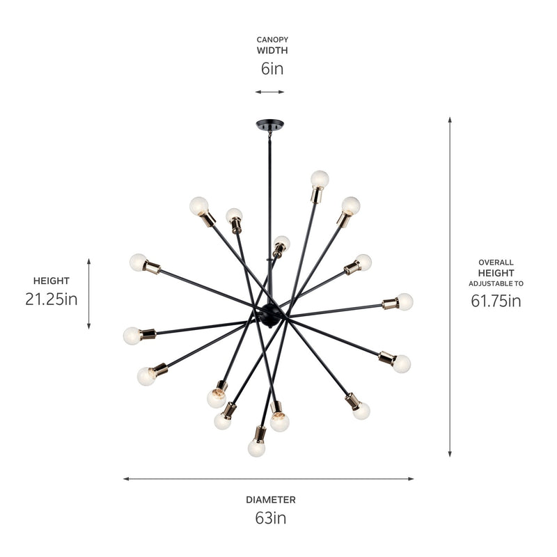 Kichler 52537BK 16 Light Chandelier, Black
