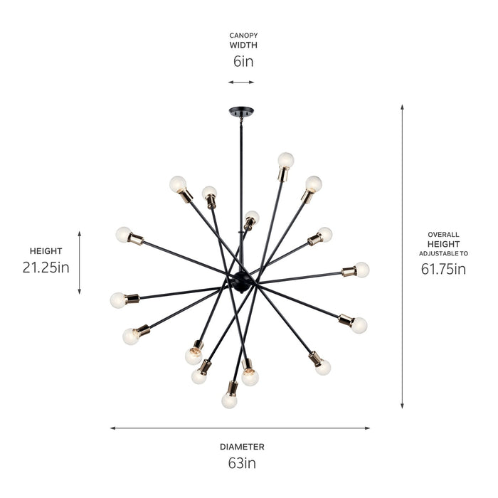 Kichler 52537BK 16 Light Chandelier, Black