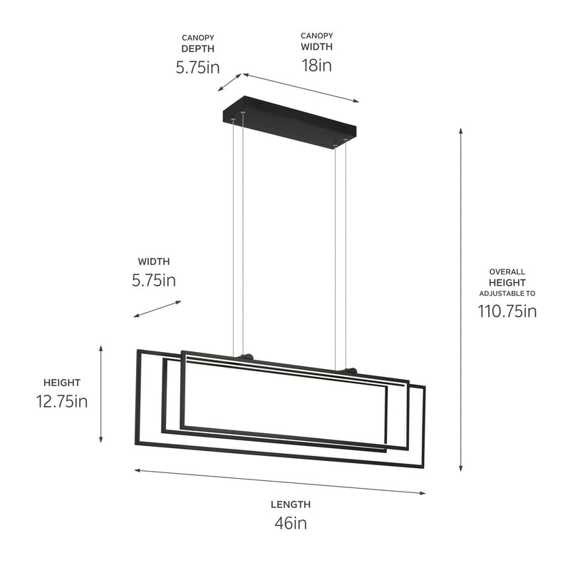 Kichler 84331MBK LED Linear Chandelier, Matte Black