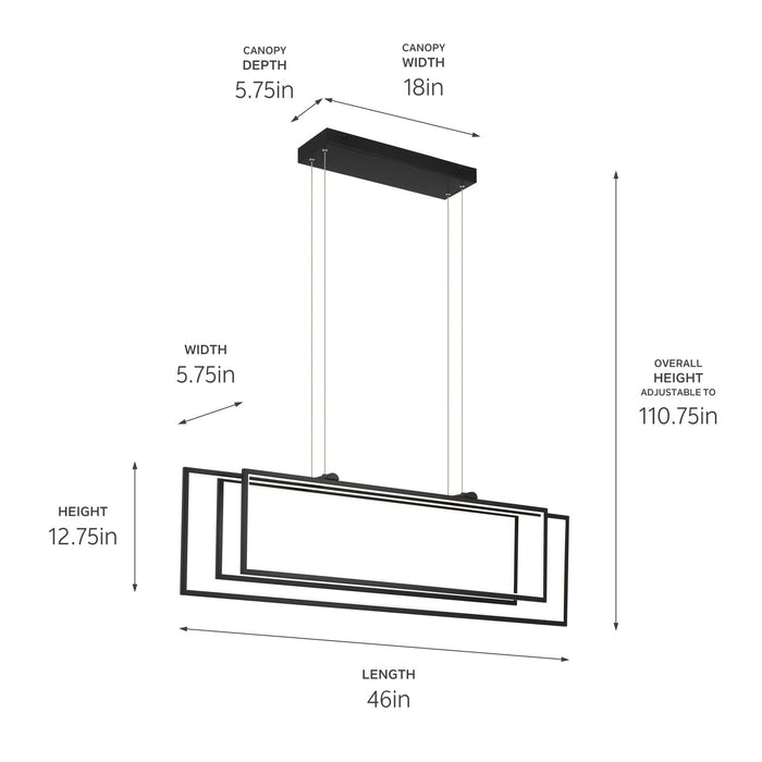 Kichler 84331MBK LED Linear Chandelier, Matte Black
