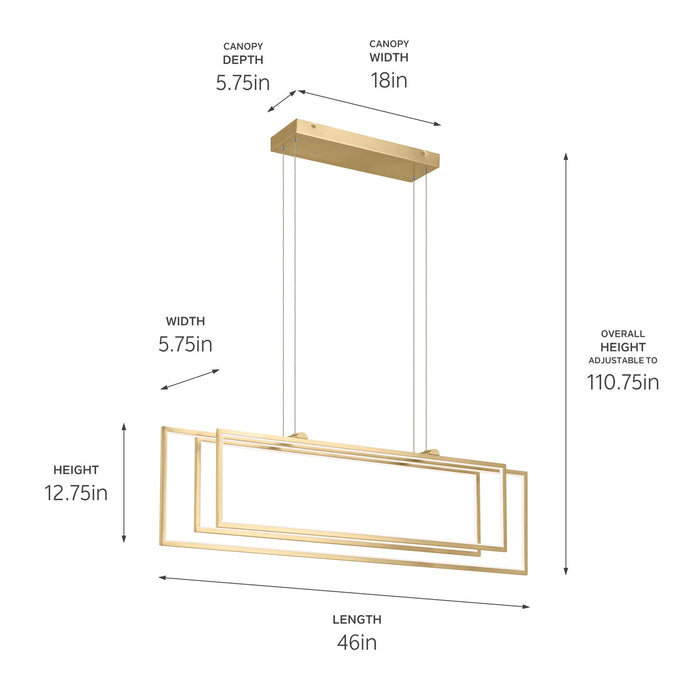 Kichler 84331CG LED Linear Chandelier, Champagne Gold
