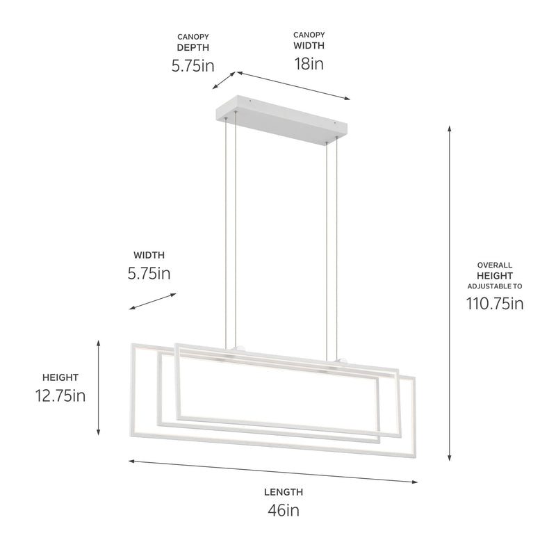 Kichler 84331WH LED Linear Chandelier, White