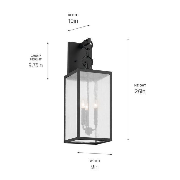 Kichler 59009BKT Three Light Outdoor Wall Mount, Black