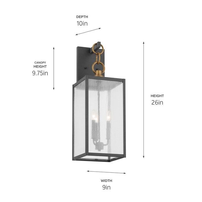 Kichler 59009WZC Three Light Outdoor Wall Mount, Weathered Zinc