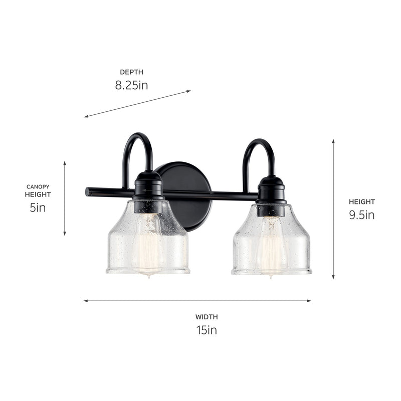 Kichler 45972BK Two Light Bath, Black