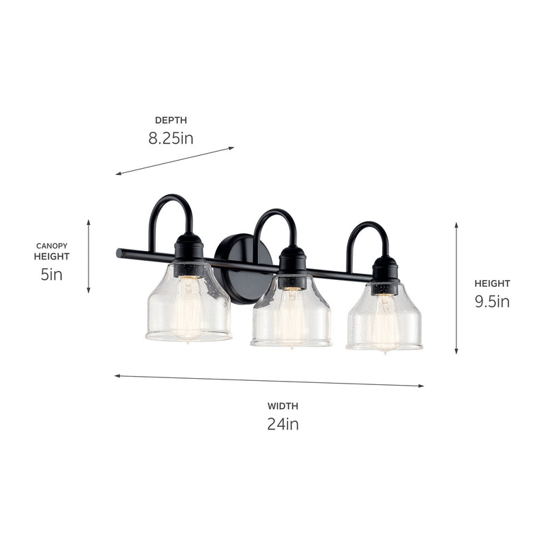Kichler 45973BK Three Light Bath, Black