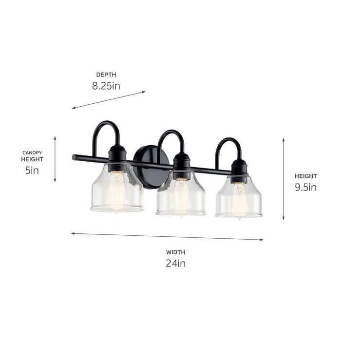 Kichler 45973BK Three Light Bath, Black