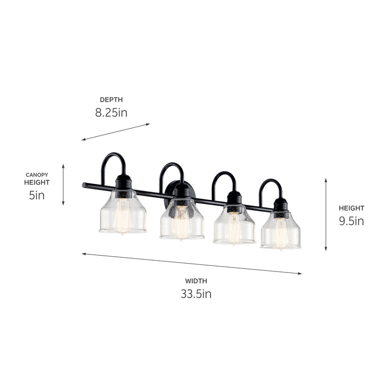 Kichler 45974BK Four Light Bath, Black