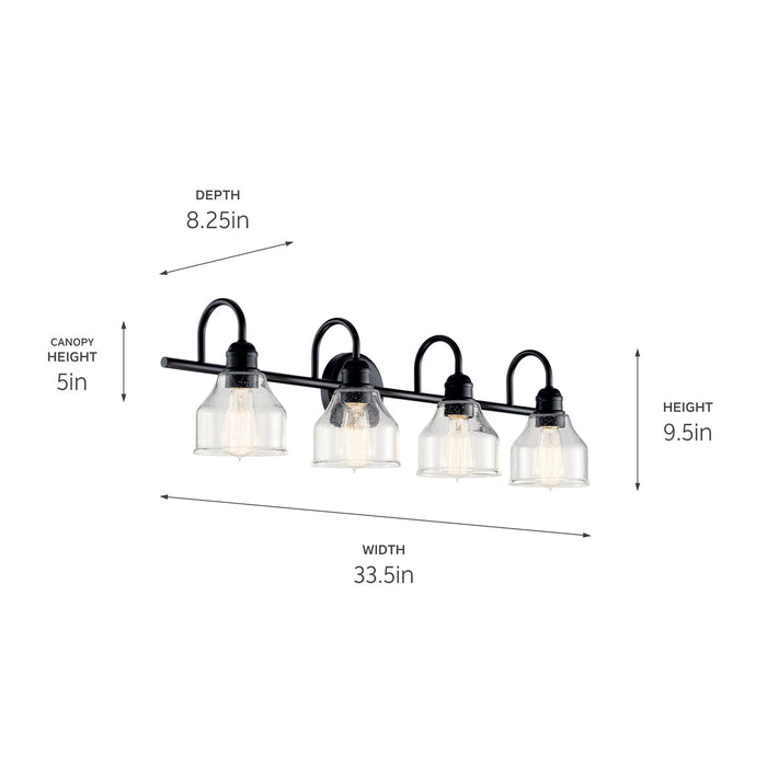 Kichler 45974BK Four Light Bath, Black