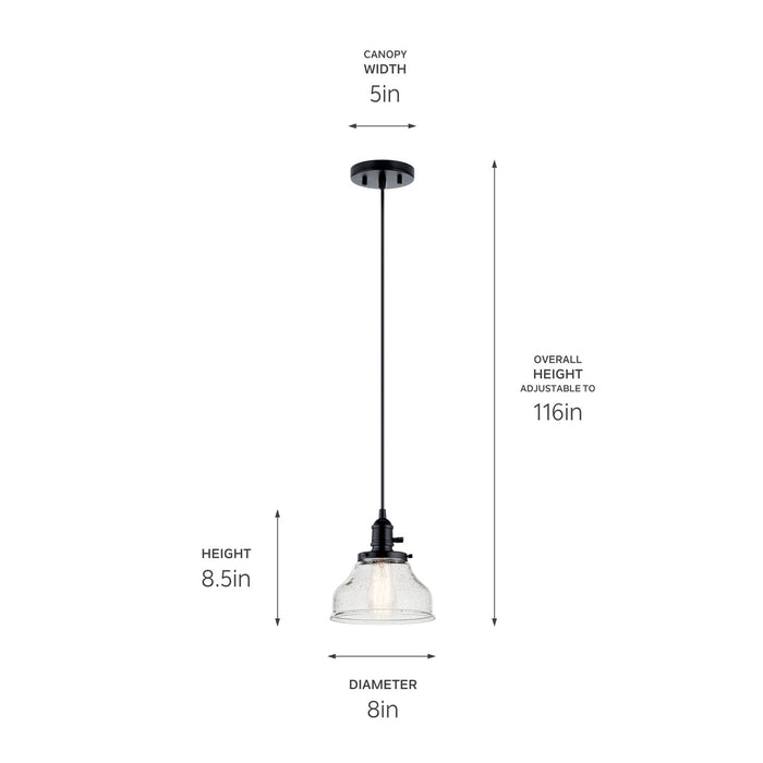 Kichler 43850BK One Light Mini Pendant, Black