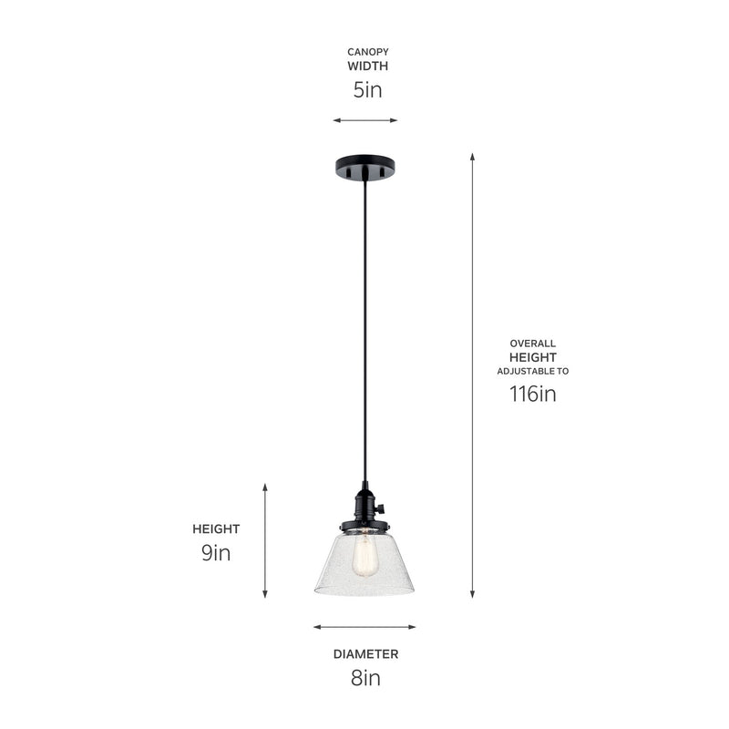 Kichler 43851BK One Light Mini Pendant, Black