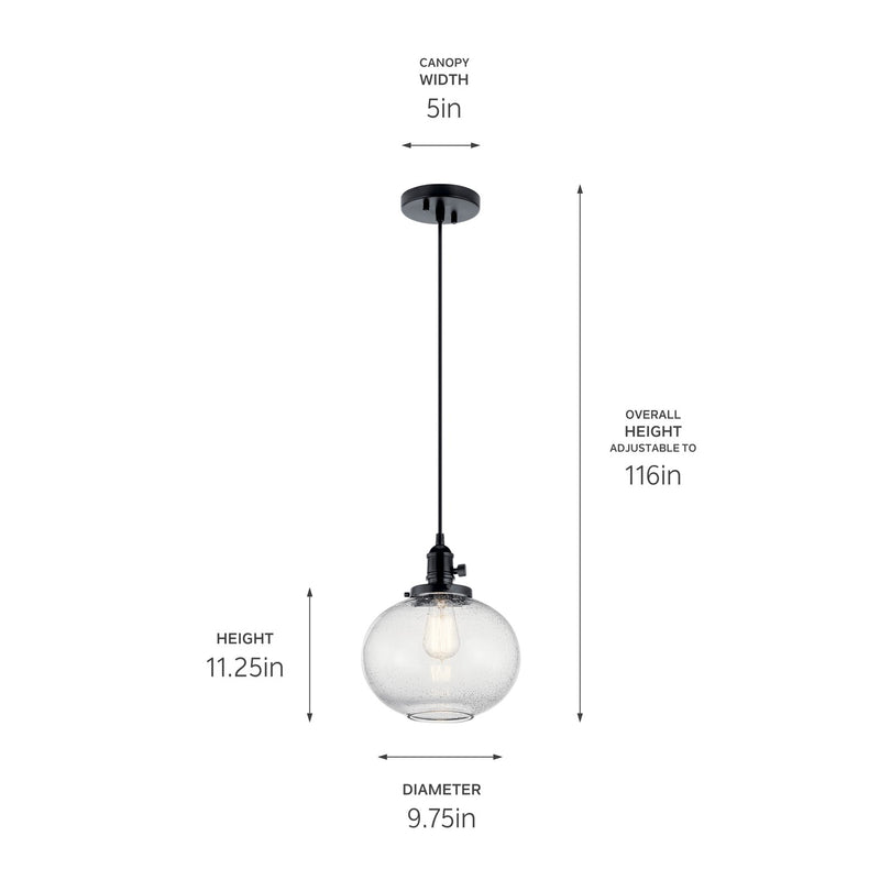 Kichler 43852BK One Light Mini Pendant, Black