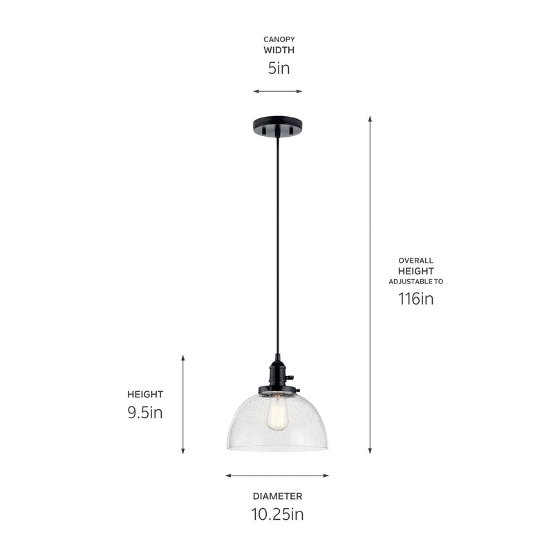Kichler 43853BK One Light Mini Pendant, Black