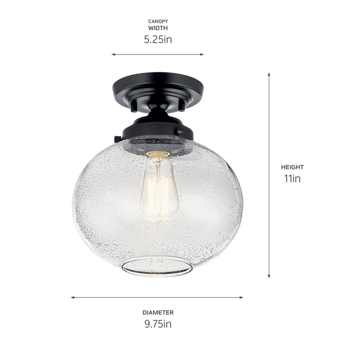 Kichler 42296BK One Light Semi Flush Mount, Black