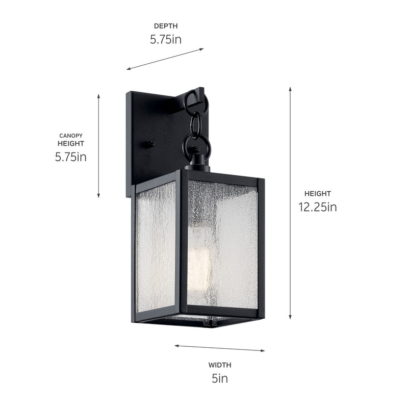 Kichler 59005BKT One Light Outdoor Wall Mount, Black