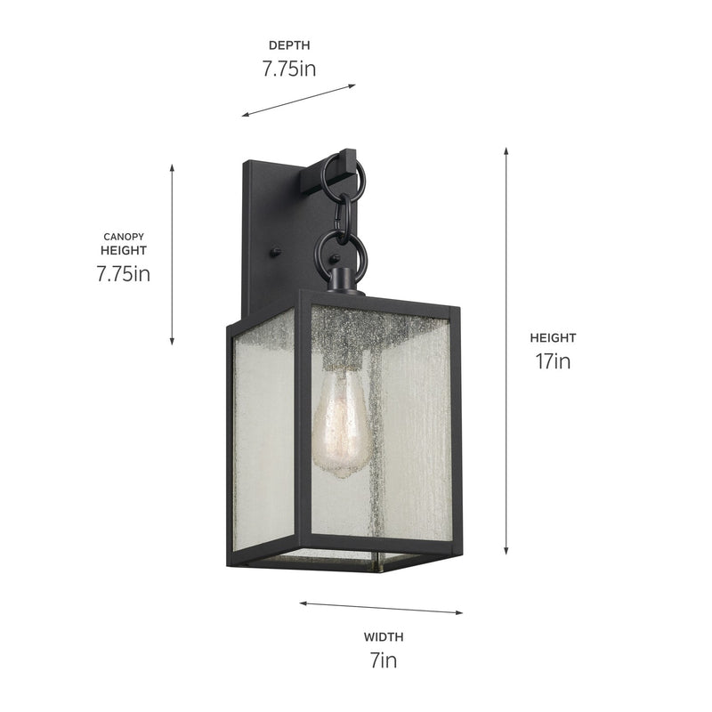 Kichler 59006BKT One Light Outdoor Wall Mount, Black