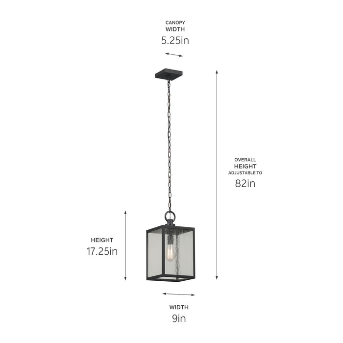 Kichler 59008BKT One Light Outdoor Pendant / Semi Flush, Black Textured
