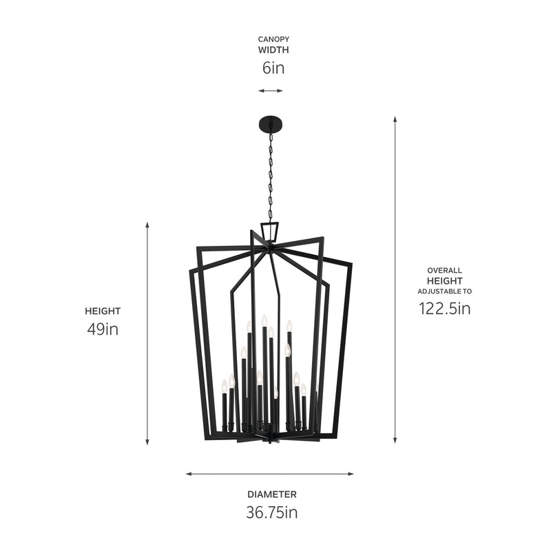 Kichler 43499BK 16 Light Foyer Pendant, Black