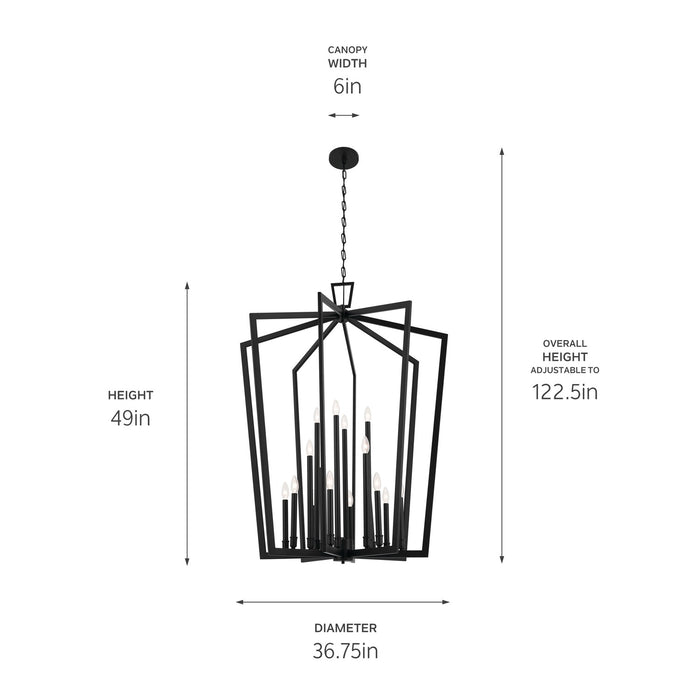 Kichler 43499BK 16 Light Foyer Pendant, Black