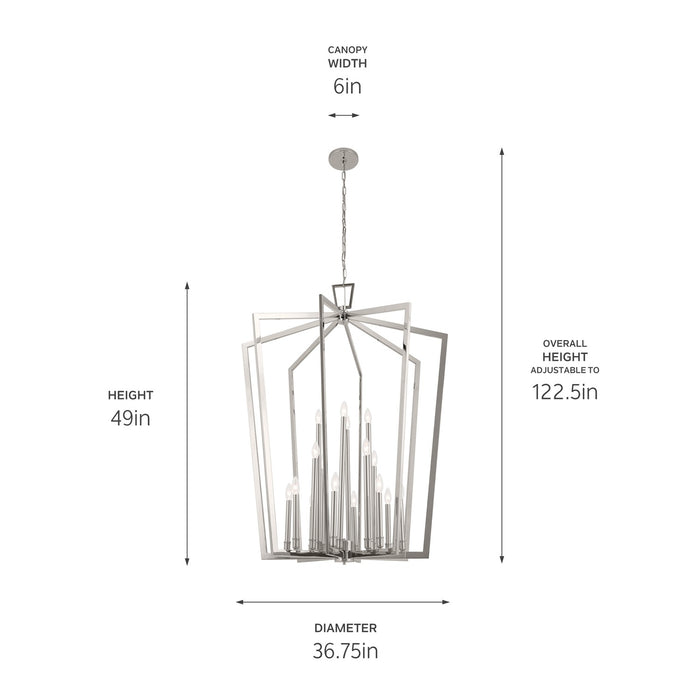 Kichler 43499PN 16 Light Foyer Pendant, Polished Nickel