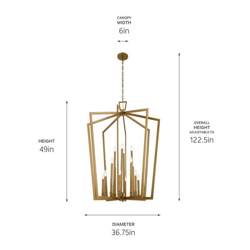 Kichler 43499NBR 16 Light Foyer Pendant, Natural Brass