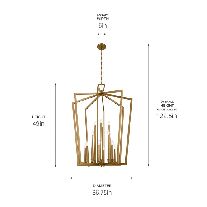 Kichler 43499NBR 16 Light Foyer Pendant, Natural Brass