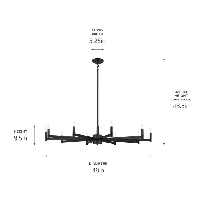 Kichler 52613BK Ten Light Chandelier, Black