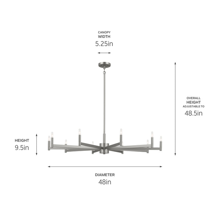 Kichler 52613SN Ten Light Chandelier, Satin Nickel