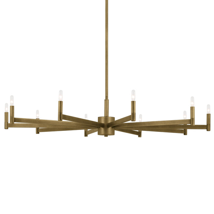Kichler 52613NBR Ten Light Chandelier, Natural Brass