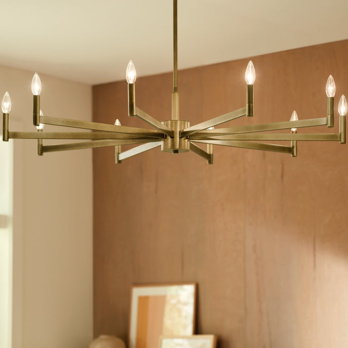 Kichler 52613NBR Ten Light Chandelier, Natural Brass