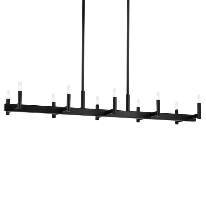 Kichler 52614BK Ten Light Linear Chandelier, Black