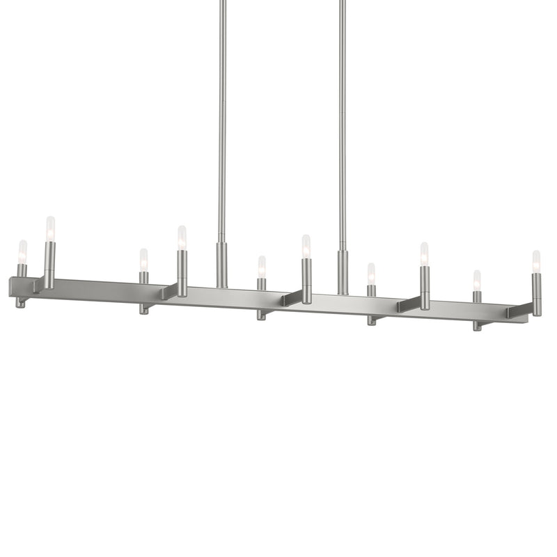 Kichler 52614SN Ten Light Linear Chandelier, Satin Nickel