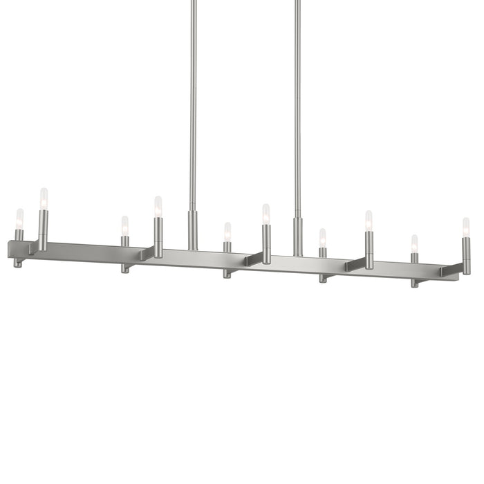 Kichler 52614SN Ten Light Linear Chandelier, Satin Nickel