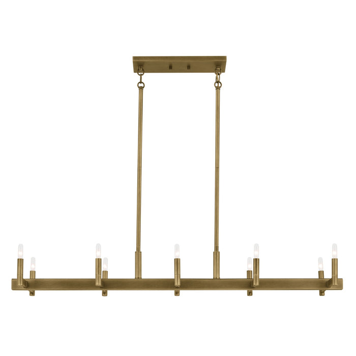 Kichler 52614NBR Ten Light Linear Chandelier, Natural Brass