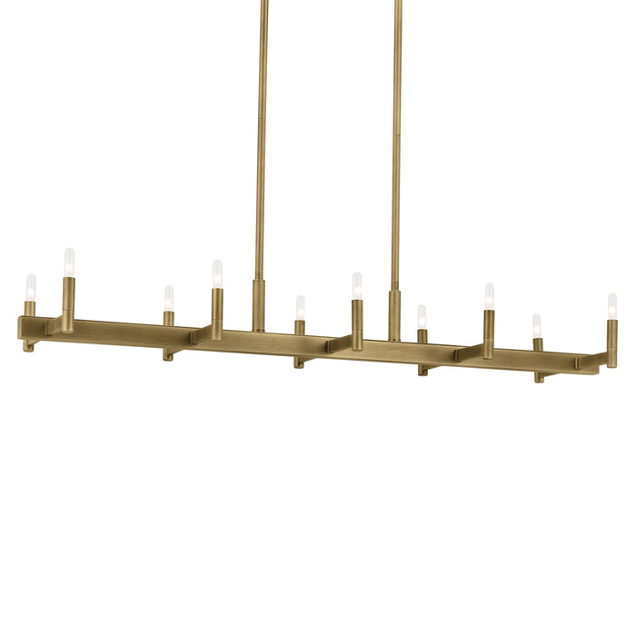 Kichler 52614NBR Ten Light Linear Chandelier, Natural Brass
