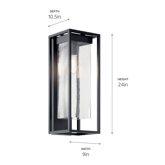 Kichler 59063BSL One Light Outdoor Wall Mount, Black with Silver Highlights