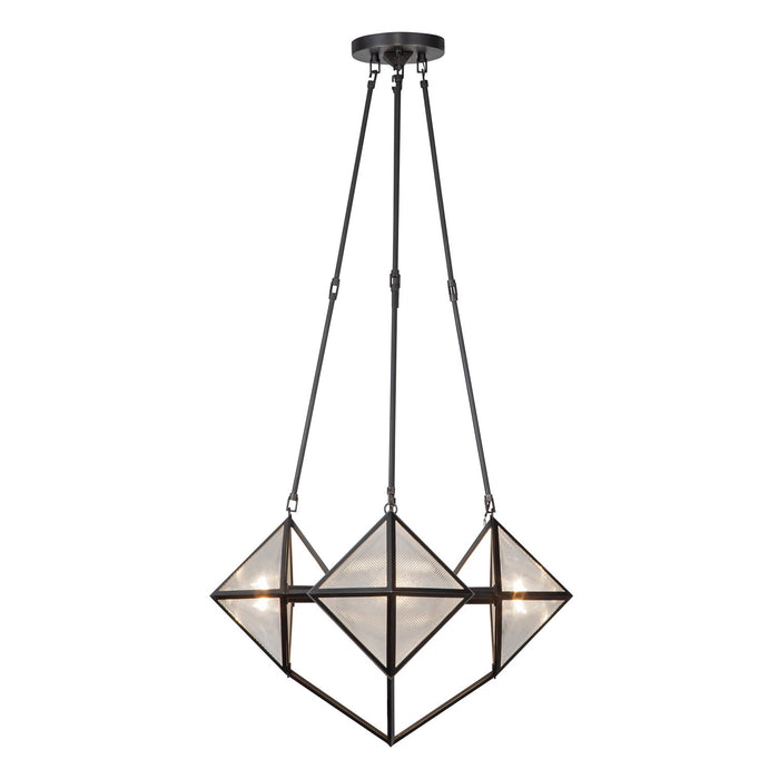 Alora CH332421UBCR Four Light Chandelier, Ribbed Glass/Urban Bronze