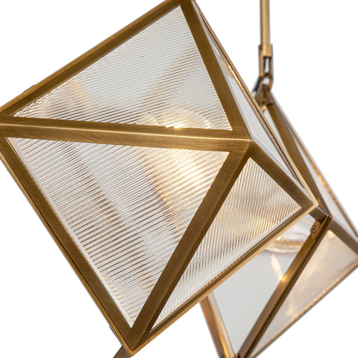 Alora CH332421VBCR Four Light Chandelier, Ribbed Glass/Vintage Brass