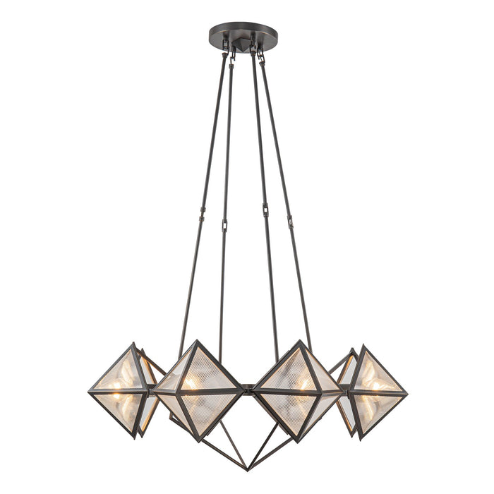 Alora CH332830UBCR Eight Light Chandelier, Ribbed Glass/Urban Bronze