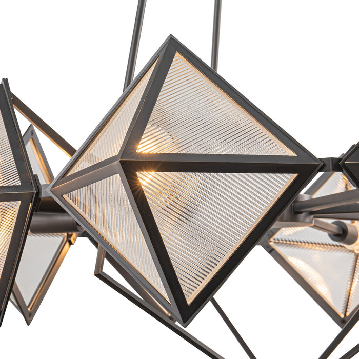 Alora CH332830UBCR Eight Light Chandelier, Ribbed Glass/Urban Bronze