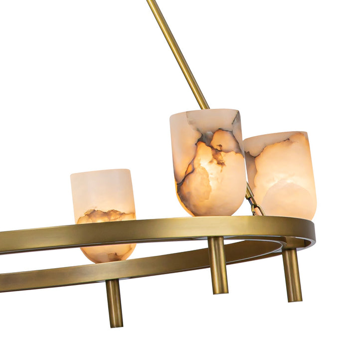 Alora CH338632VBAR Six Light Chandelier, Vintage Brass/Alabaster