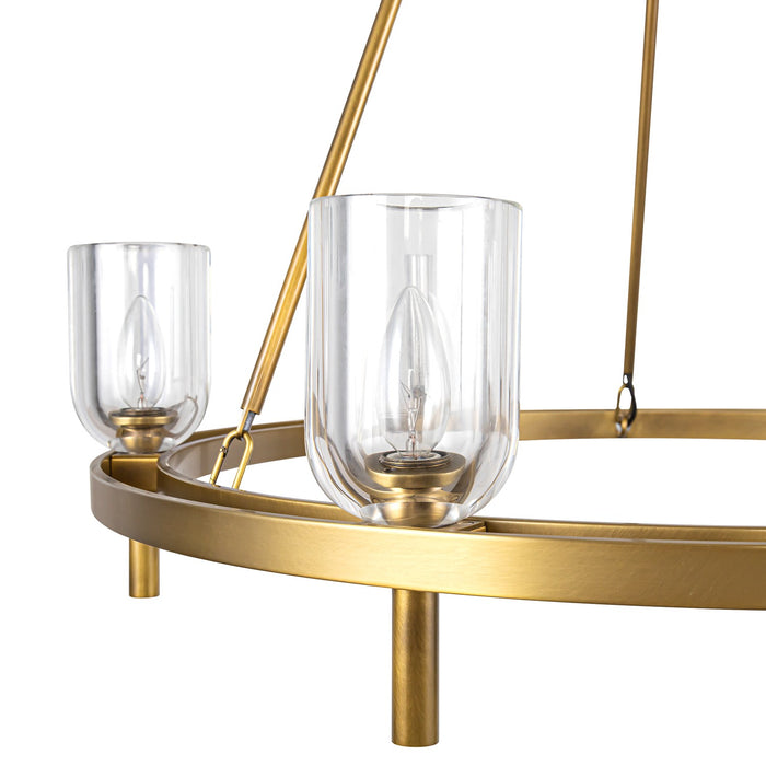 Alora CH338632VBCC Six Light Chandelier, Clear Crystal/Vintage Brass