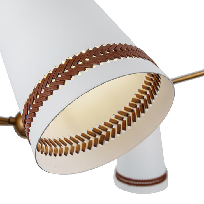 Alora CH342545MWHL Five Light Chandelier, Matte White/Hazelnut Leather