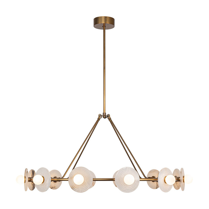Alora CH346046VBAR LED Chandelier, Vintage Brass/Alabaster